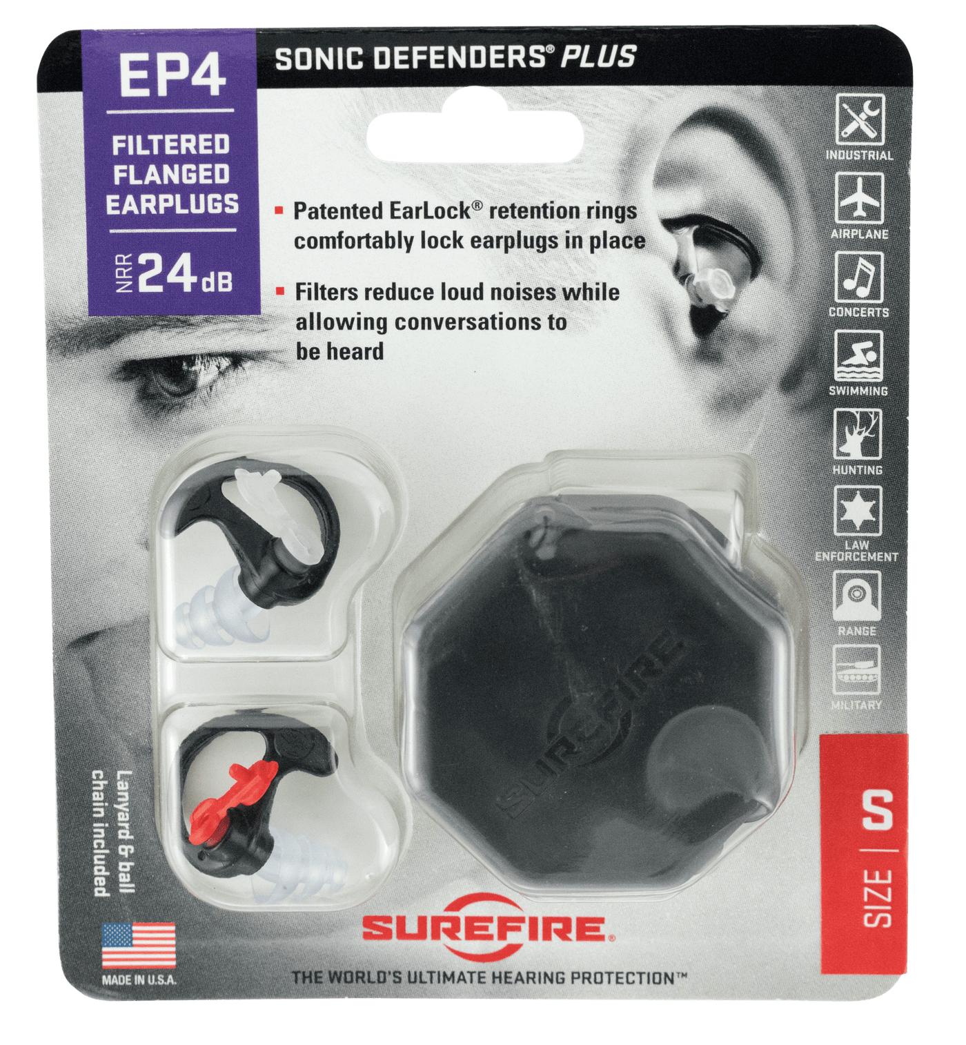 Surefire Surefire Ep4, Sf Ep4-bk-lpr  Trp Flanger    Earplugs Lg Blk Shooting