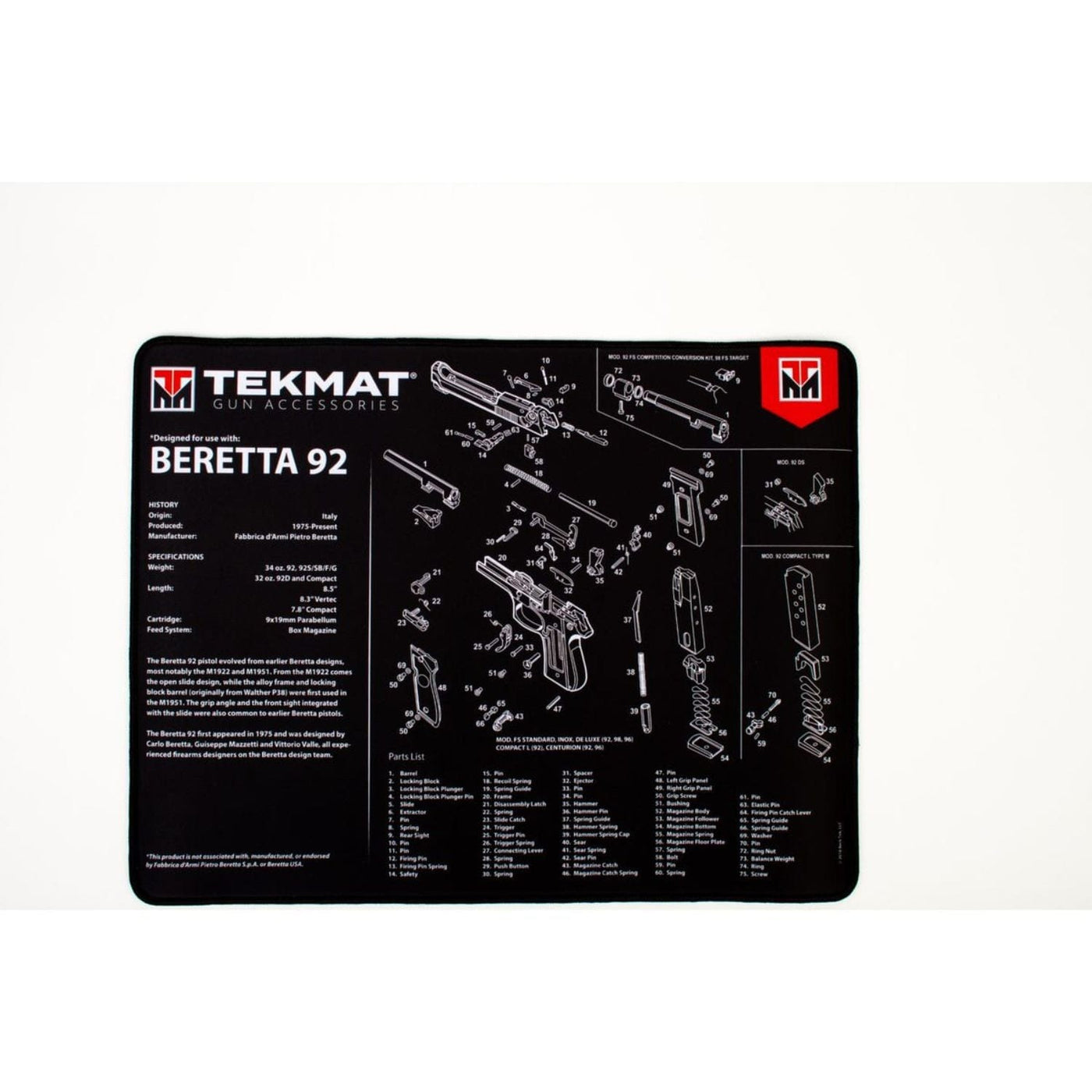 TekMat TekMat Ultra 20 Beretta 92 Gun Cleaning Mat Shooting