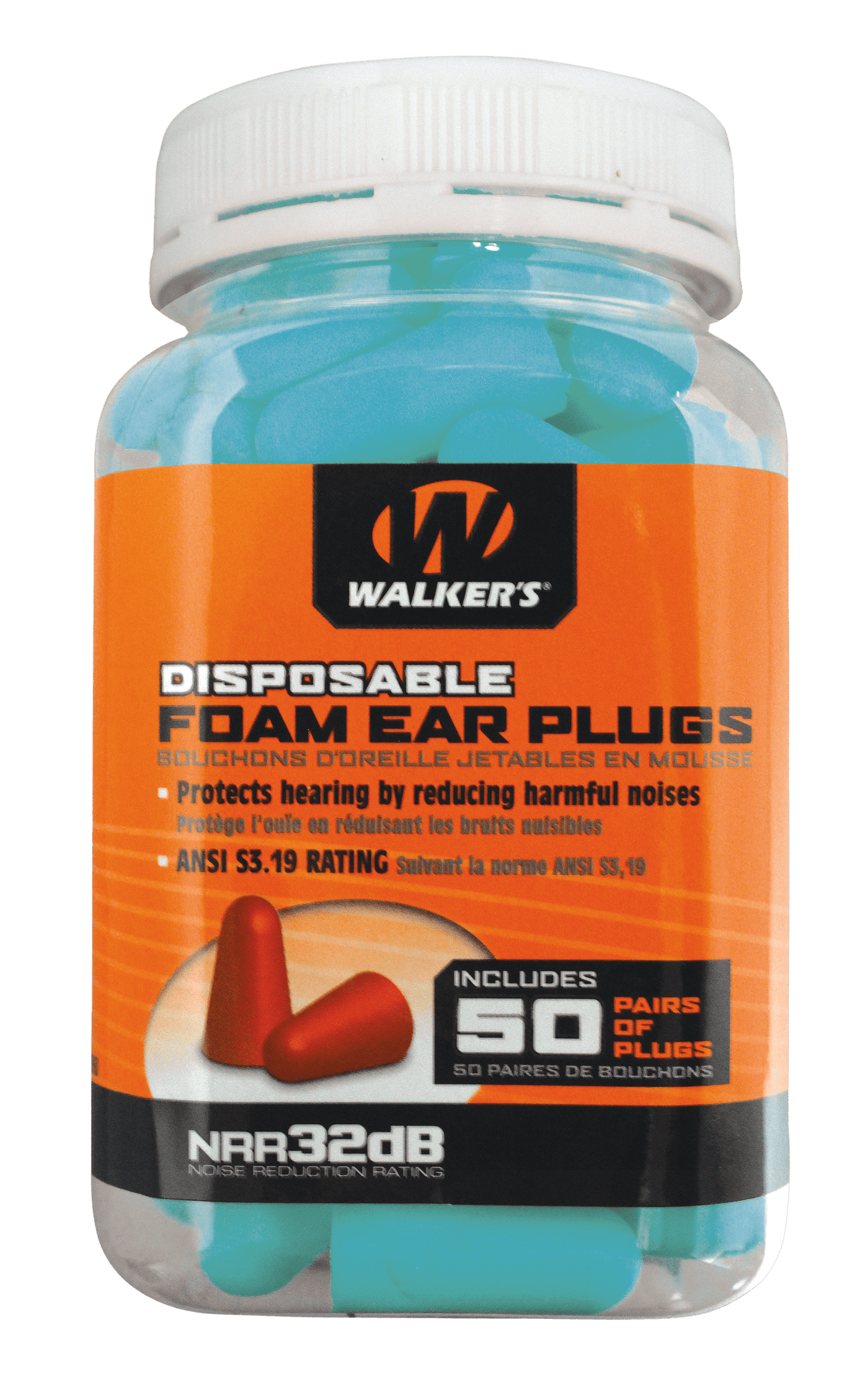 Walkers Game Ear Walkers Game Ear Foam Ear Plugs, Wlkr Gwp-fp-50pk-tl Foam Ear Plug 50pk Teal Shooting