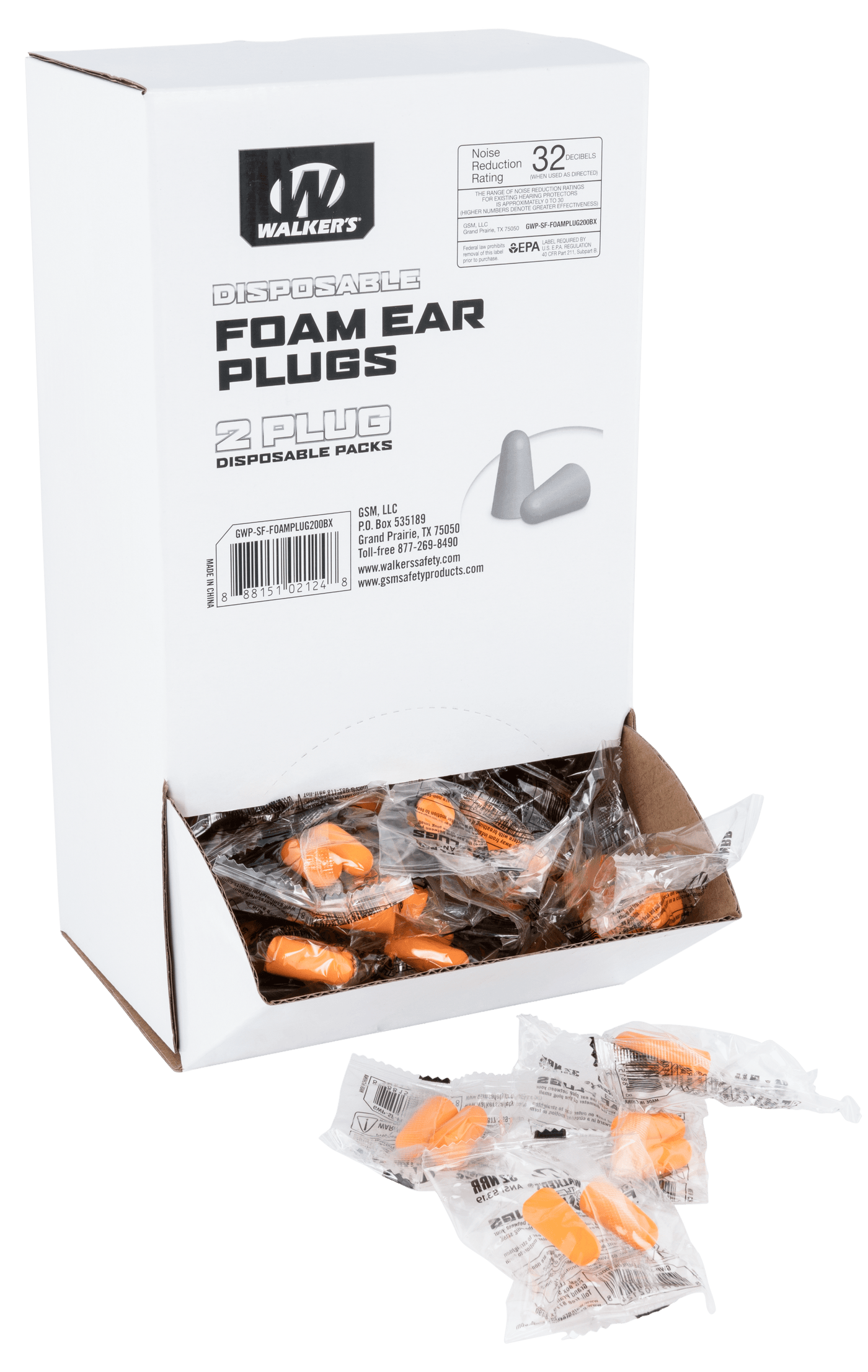 Walkers Game Ear Walkers Game Ear Foam Ear Plugs, Wlkr Gwp-sf-foamplug200bx Foam Plug 200ct Box Shooting