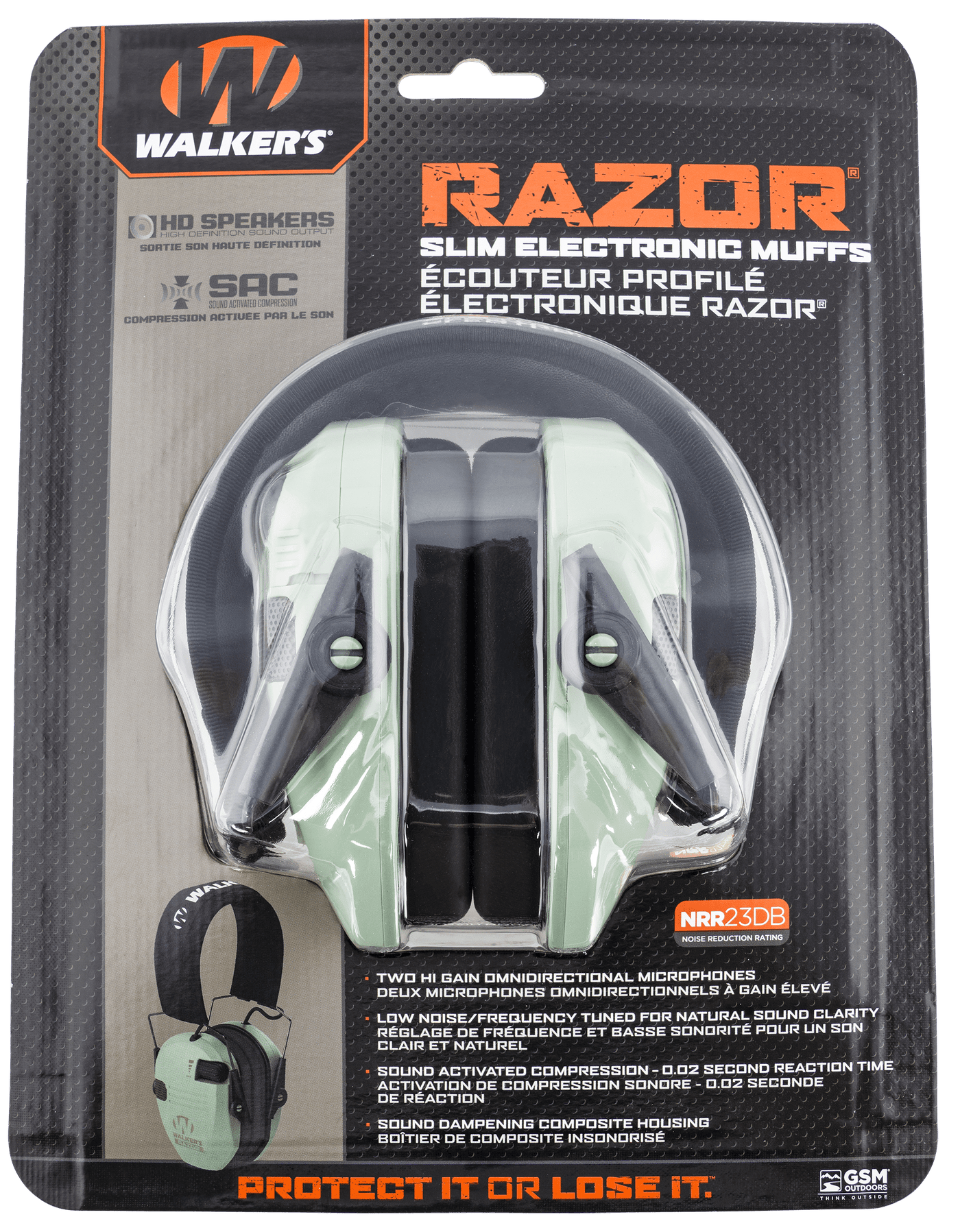 Walkers Game Ear Walkers Game Ear Razor, Wlkr Gwp-rsem-sgn   Razr Slim Elc Muf Sage Grn Shooting