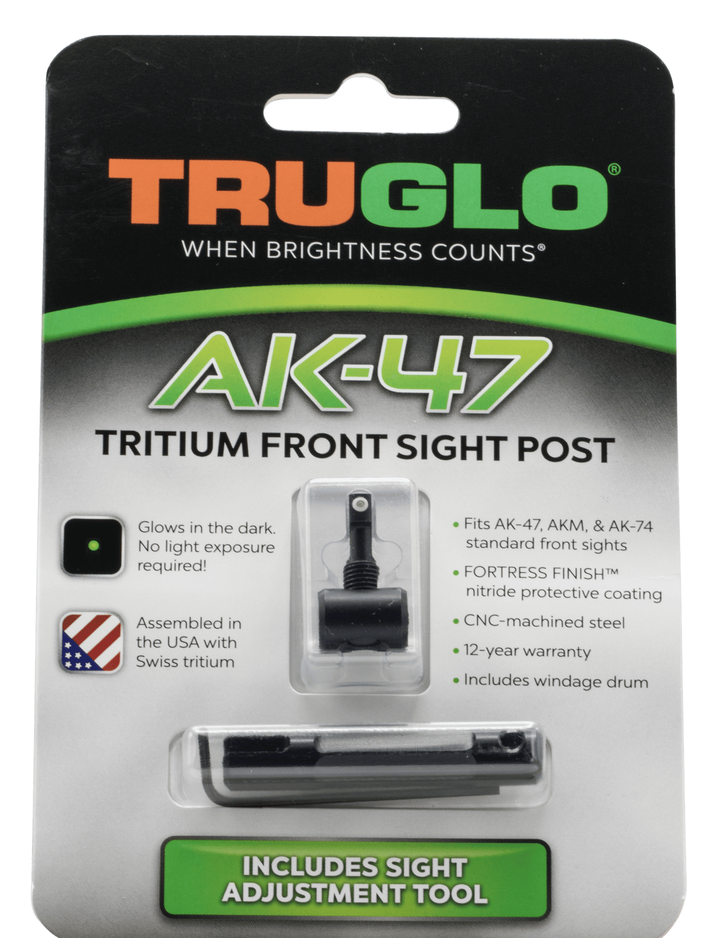 Truglo Truglo Sight Front Ak-47 Style - Sight White Tritium Sights Gun/bow