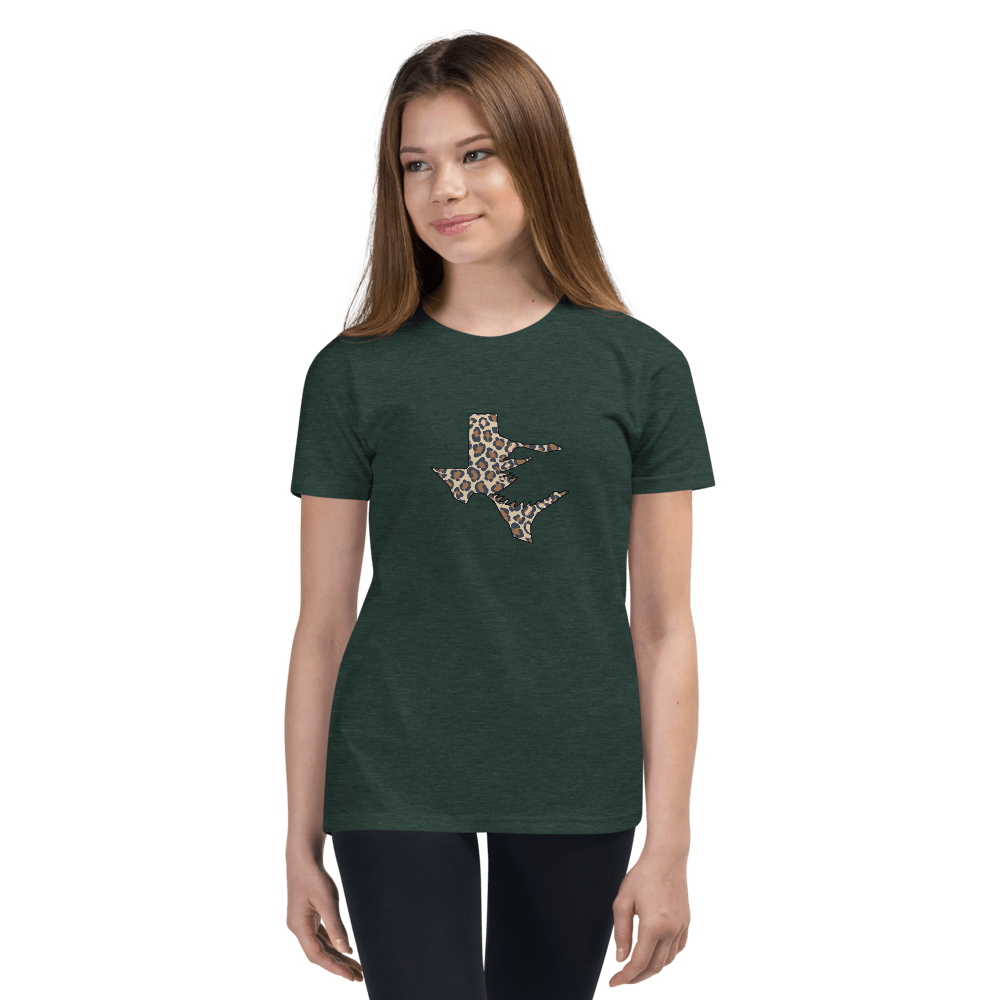 Texas Fowlers Girls Texas Fowlers Leopard Logo T-shirt Heather Forest / S