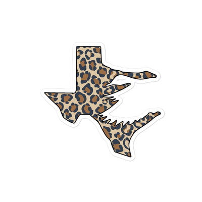 Texas Fowlers Texas Fowlers Logo Sticker - Leopard Print 4″×4″