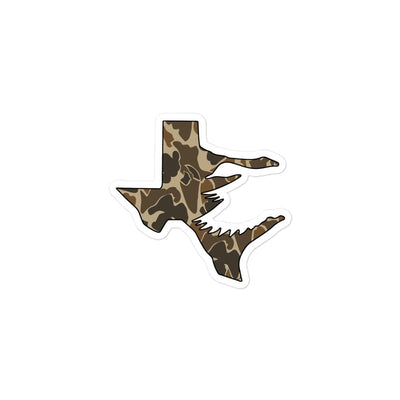 Texas Fowlers Texas Fowlers Logo Sticker - Old School Camo 3″×3″