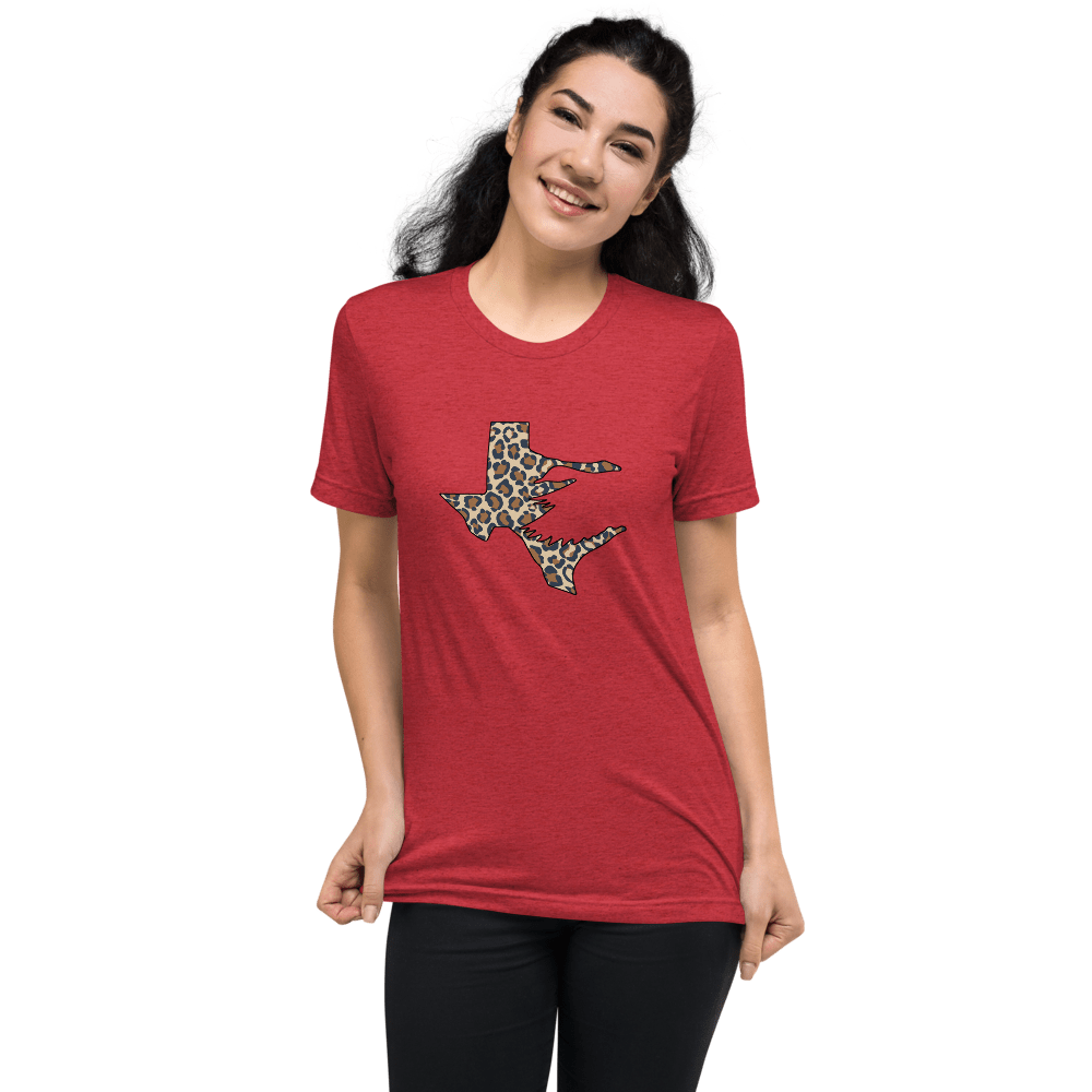 Texas Fowlers Womens Texas Fowlers Leopard Logo Tee Red Triblend / XS