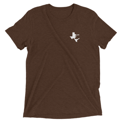 Texas Fowlers Woody Duck Stamp T-shirt for Men and Women Brown Triblend / XS