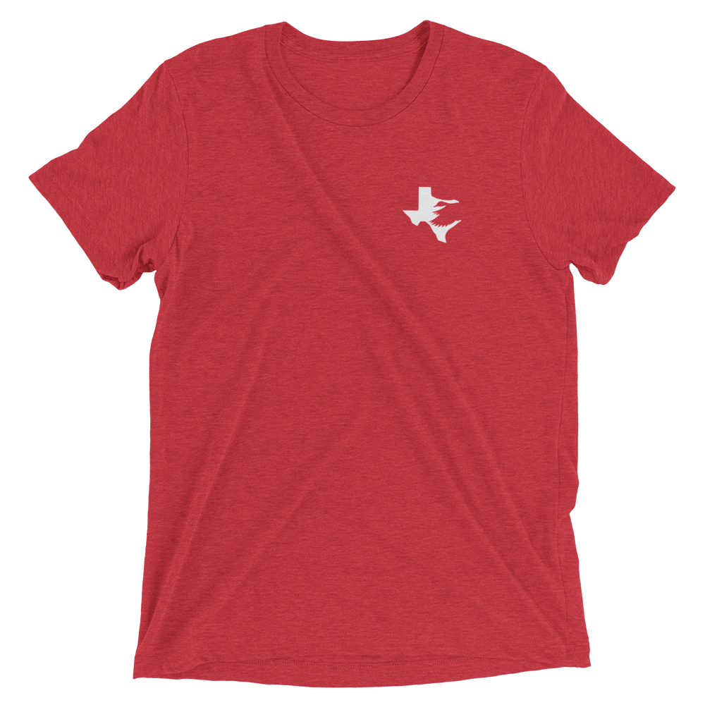Texas Fowlers Woody Duck Stamp T-shirt for Men and Women Red Triblend / XS