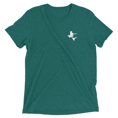 Texas Fowlers Woody Duck Stamp T-shirt for Men and Women Teal Triblend / XS