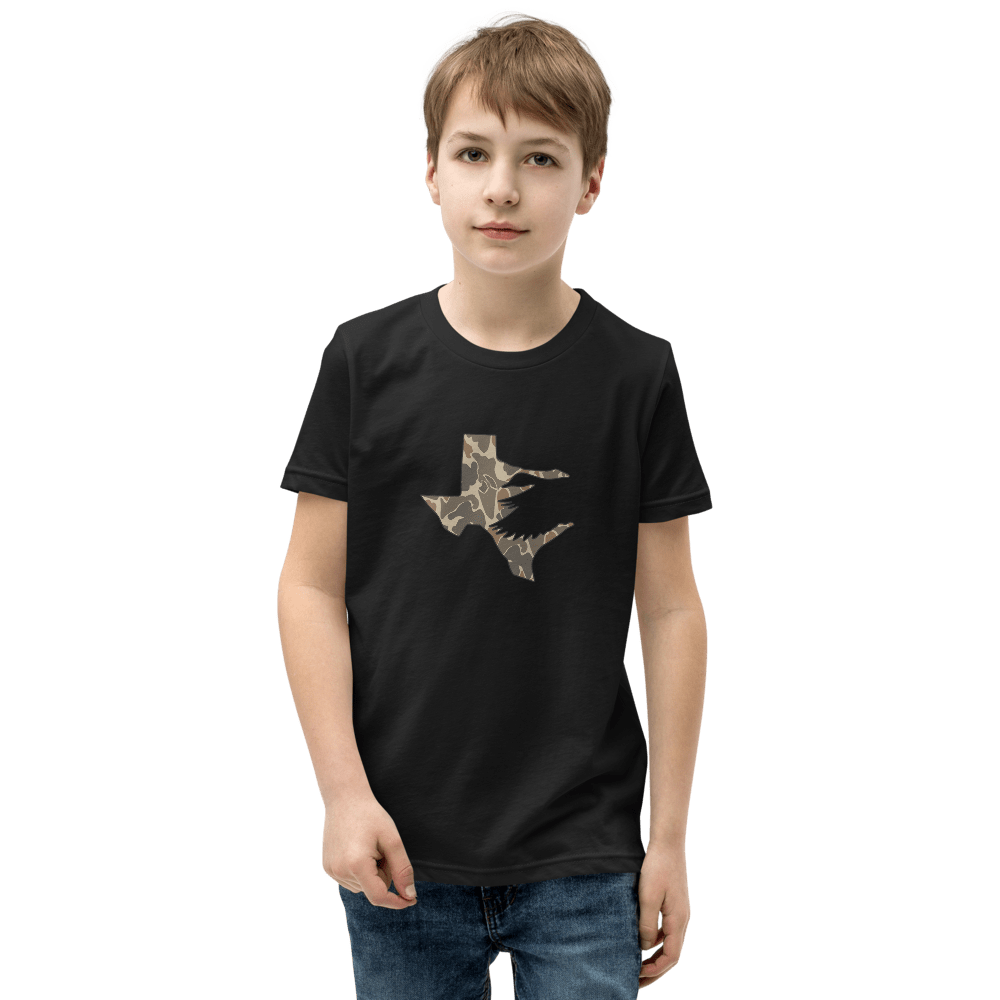 Texas Fowlers Youth Texas Fowlers Old School Camo T-Shirt Black / S