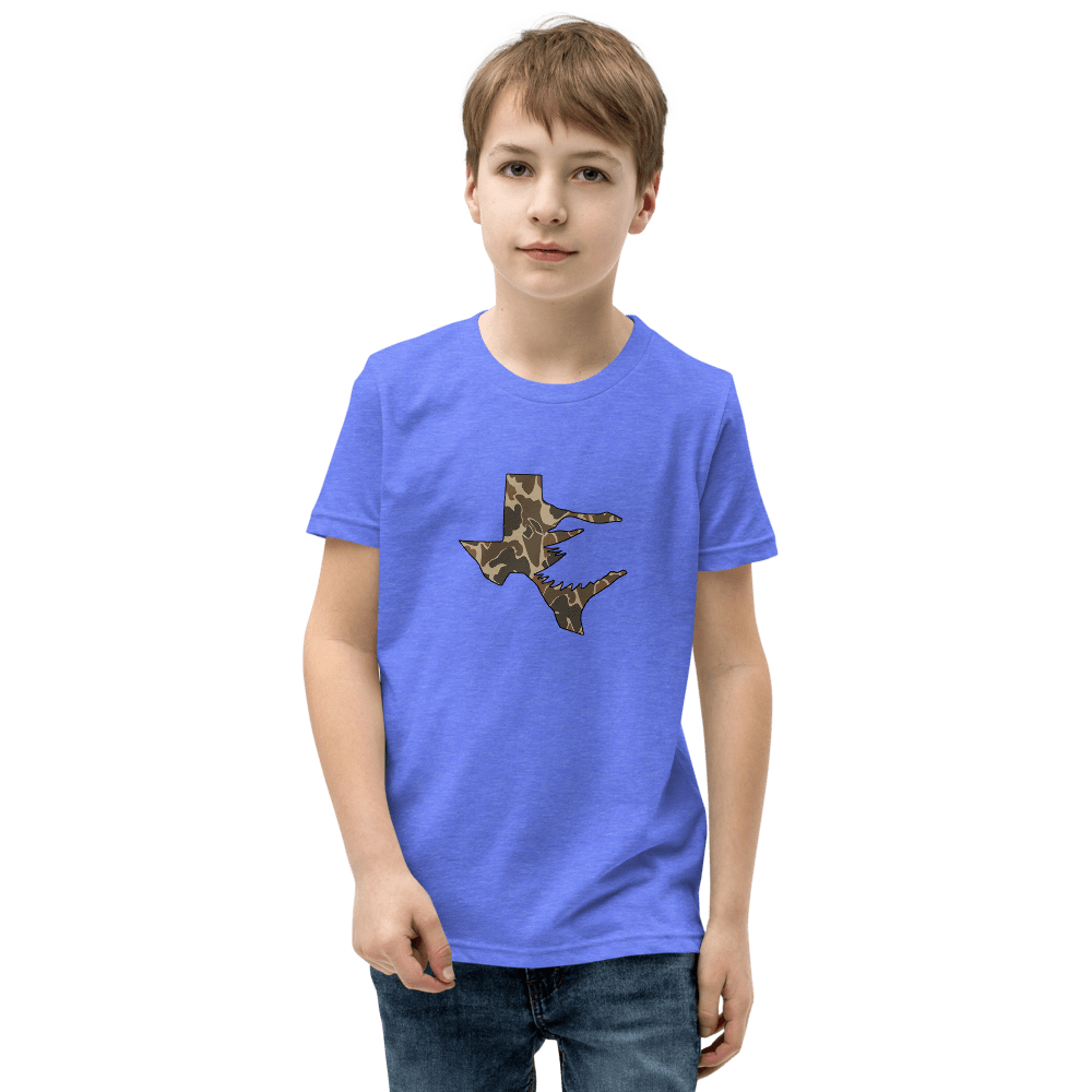 Texas Fowlers Youth Texas Fowlers Old School Camo T-Shirt Heather Columbia Blue / S