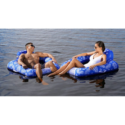 Aqua Leisure Aqua Leisure Supreme Zero Gravity Chair Hibiscus Pineapple Royal Blue w/Docking Attachment Watersports