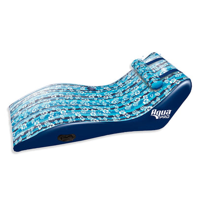 Aqua Leisure Aqua Leisure Ultra Cushioned Comfort Lounge Hawaiian Wave Print w/Adjustable Pillow Watersports