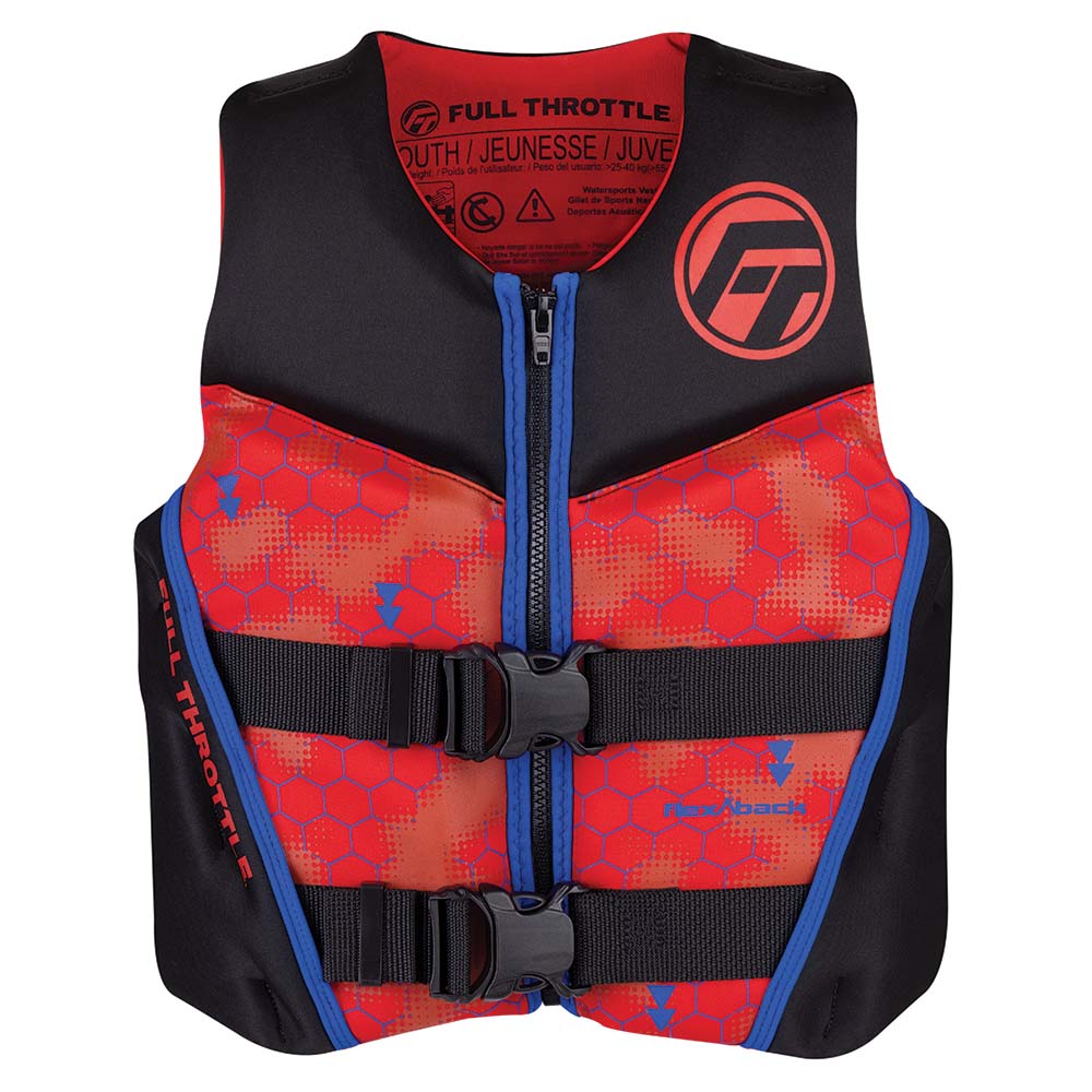 Full Throttle Full Throttle Youth Rapid-Dry Flex-Back Life Jacket - Red/Black Red Watersports
