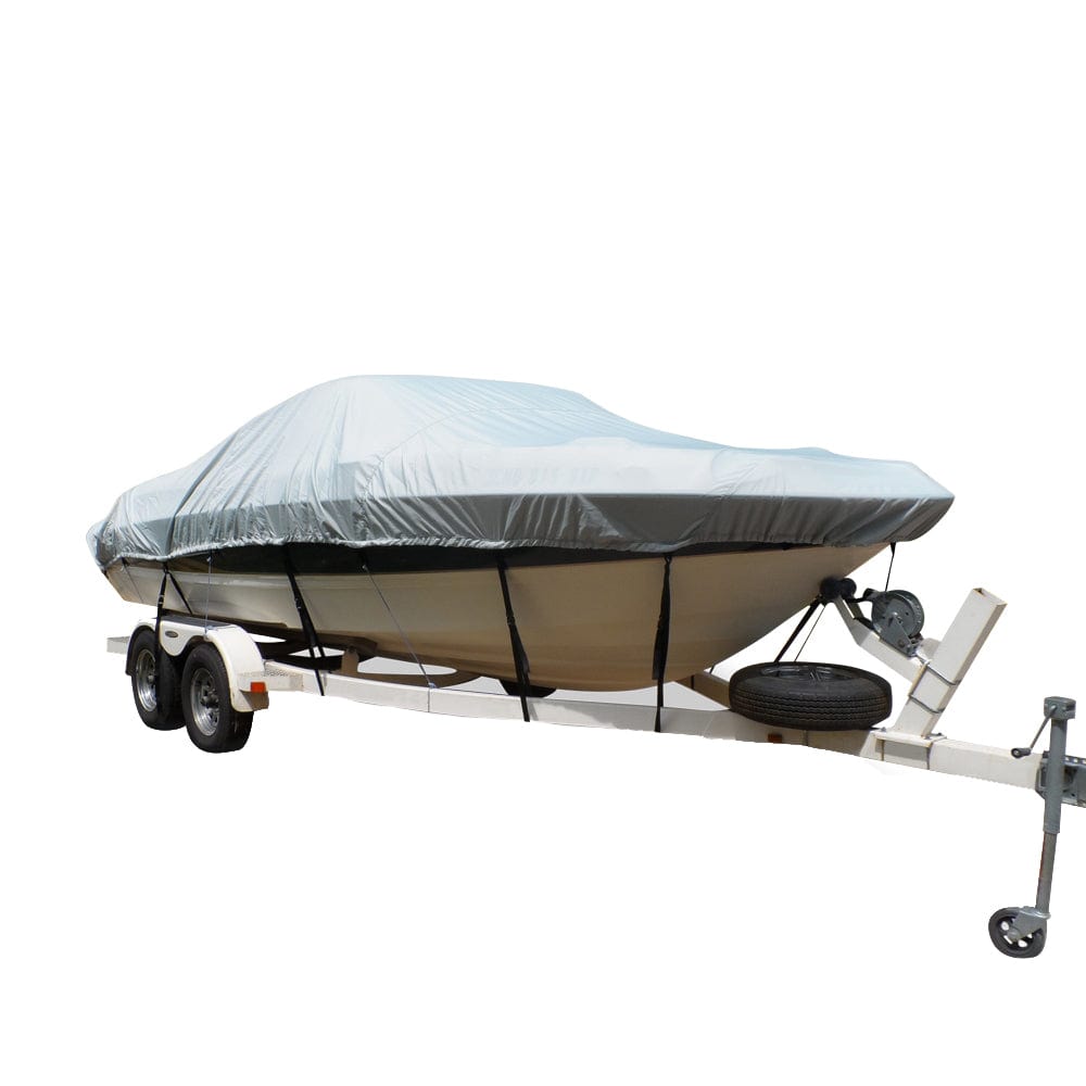 Carver by Covercraft Carver Flex-Fit™ PRO Polyester Size 10 Boat Cover f/V-Hull Runabouts I/O or O/B - Grey Winterizing