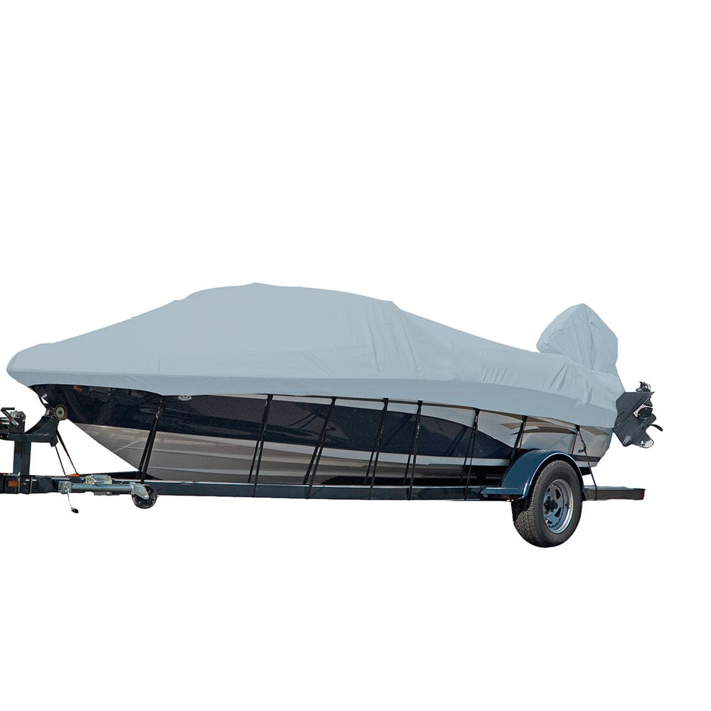 Carver by Covercraft Carver Performance Poly-Guard Styled-to-Fit Boat Cover f/16.5' V-Hull Runabout Boats w/Windshield & Hand/Bow Rails - Grey Winterizing