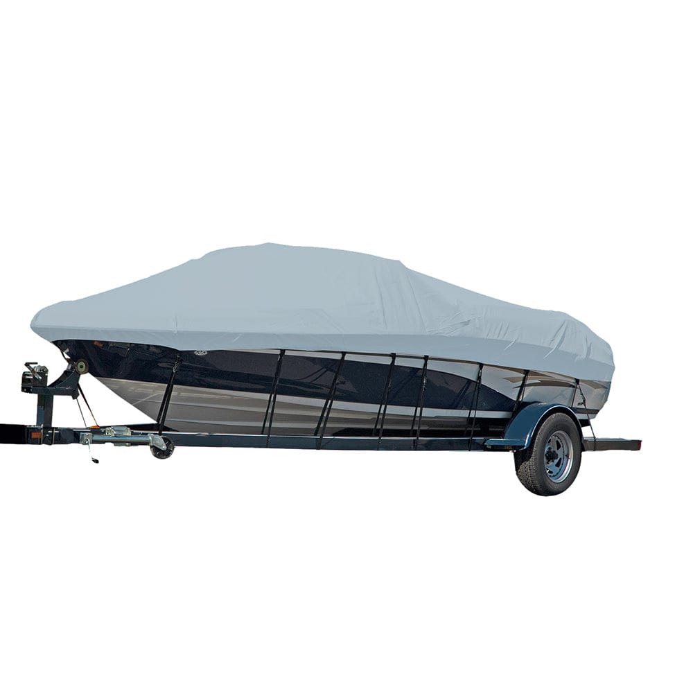 Carver by Covercraft Carver Performance Poly-Guard Styled-to-Fit Boat Cover f/17.5' Sterndrive V-Hull Runabout Boats (Including Eurostyle) w/Windshield & Hand/Bow Rails - Grey Winterizing