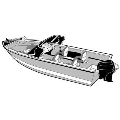 Carver by Covercraft Carver Performance Poly-Guard Wide Series Styled-to-Fit Boat Cover f/17.5' Aluminum V-Hull Boats w/Walk-Thru Windshield - Grey Winterizing