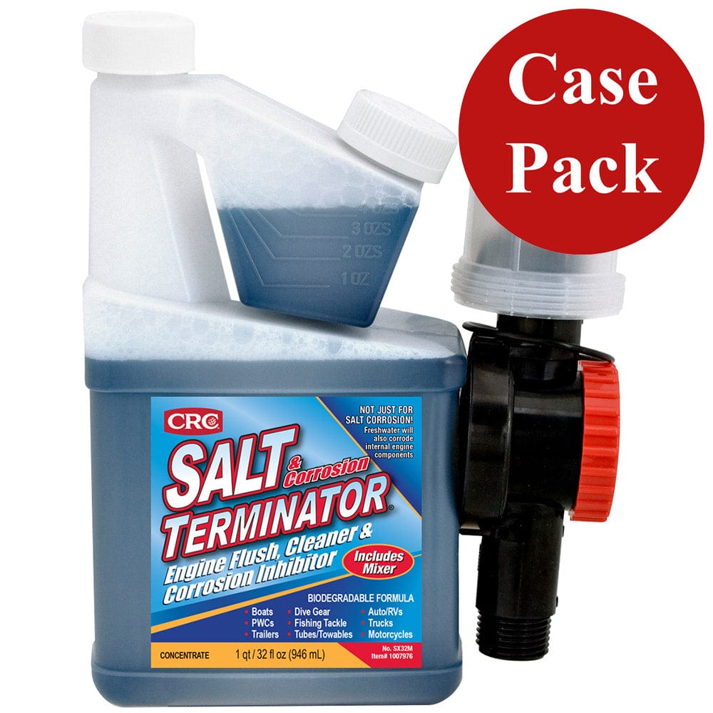 CRC Industries CRC SX32M Salt Terminator® Engine Flush, Cleaner & Corrosion Inhibitor w/Mixer Unit - 32 FL Oz *Case of 6 Winterizing